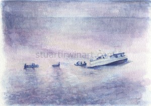 Sketch for The Abandoning of the MV Joyita, Watercolour, 2012