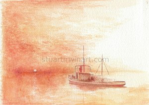 Sketch for The Final voyage of the MV Joyita, Watercolour, 2012